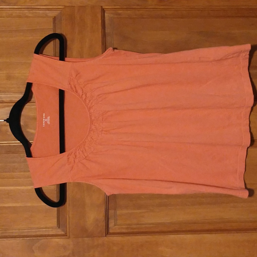 Lands' End woman's size XS(2-4) cotton tank top with scoop ruched neckline
